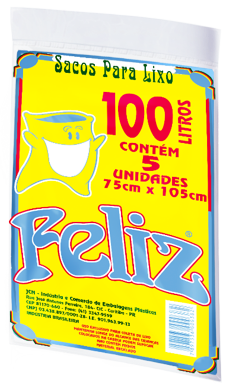 SACO LIXO FELIZ 100L AZUL 1X5UN