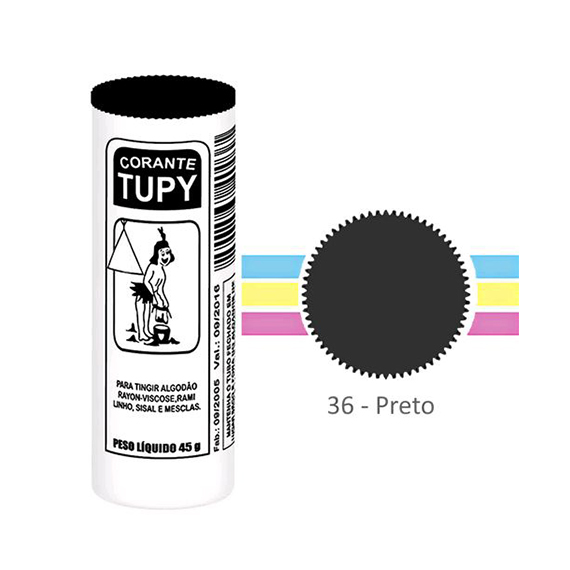 CORANTE DE ROUPA TUPY N 36 PRETO C/6UN