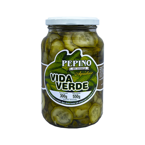 CONSERVA VIDA VERDE PEPINO AGRIDOCE 300G